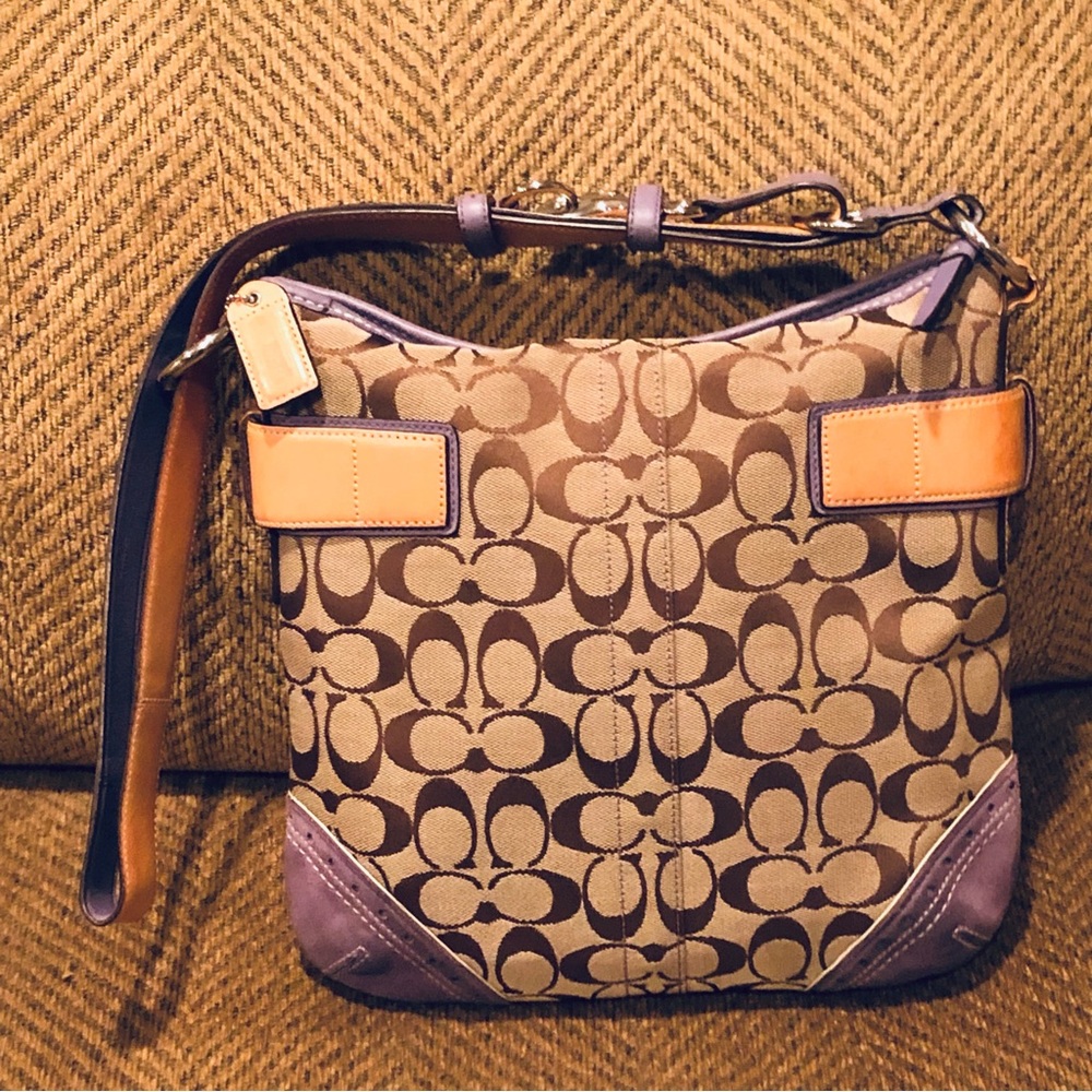 Vintage Coach 1487 Signature Canvas/Suede Shoulder Bag - Picture 3 of 16